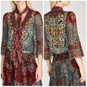 ALICE + OLIVIA Elaina Tie Neck Paisley Blouse